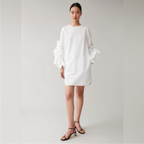COS Dresses & Skirts - COS White Ruffle Sleeve Mini Dress